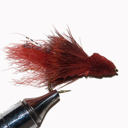 Murray's Red Damselfly Dry - Deer Hair and Foam Fly for smallmouth bass and largemouth bass topwater fly fishing